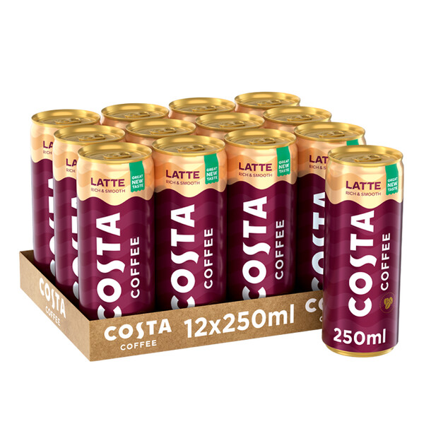 Costa Coffee Latte 12 x 0.25l canette, large
